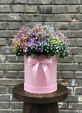 Цветочная композиция из Гипсофила и Розы в шляпной коробке #REPLACE_PRED# Вохринке
