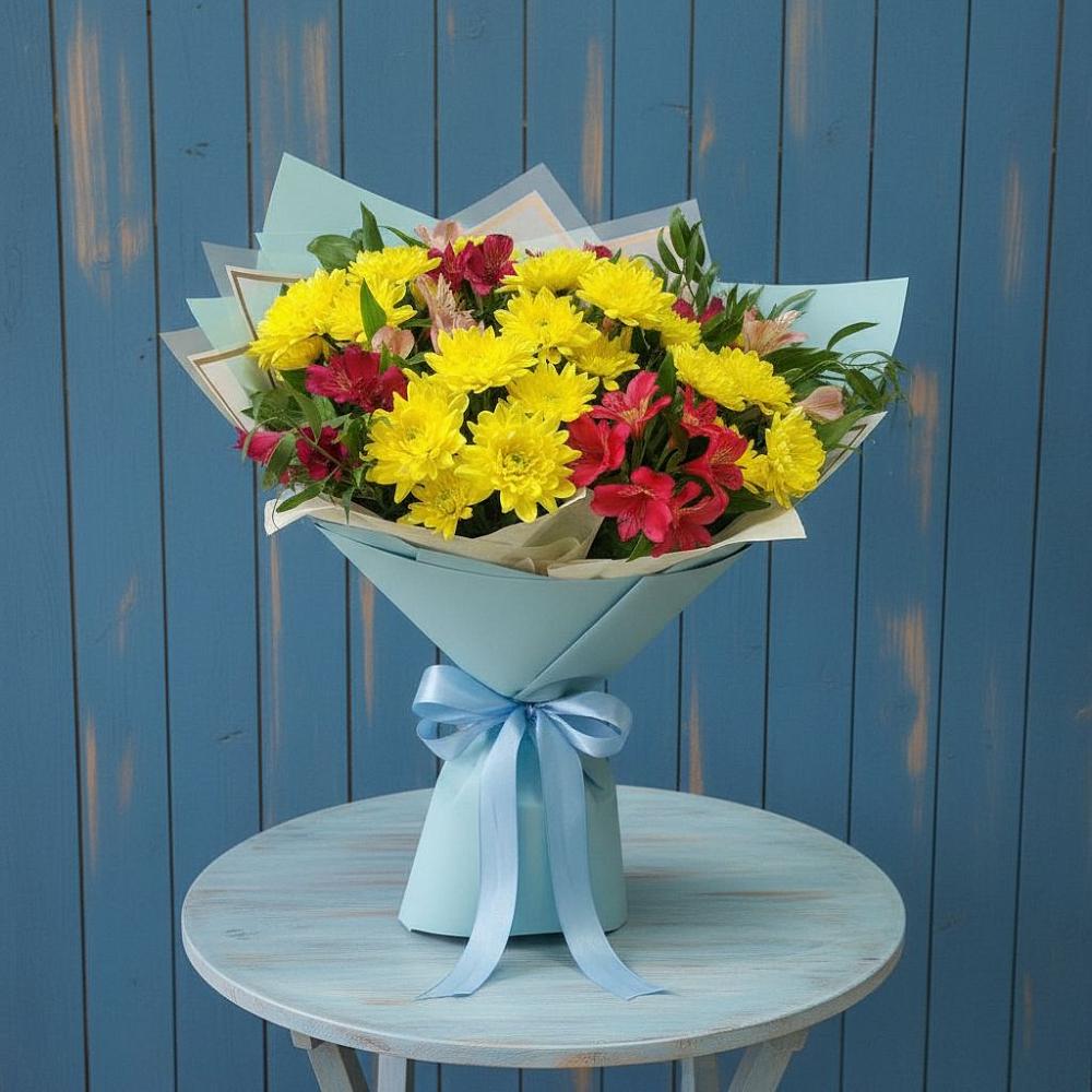 Букет цветов из: Альстромерии и Хризантемы в Вохринке