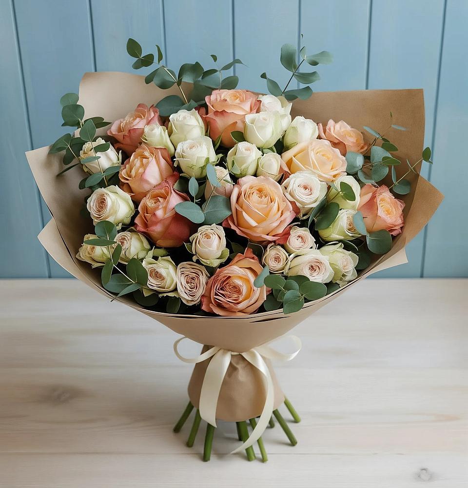 Букет цветов из: Альстромерии и Розы в Вохринке