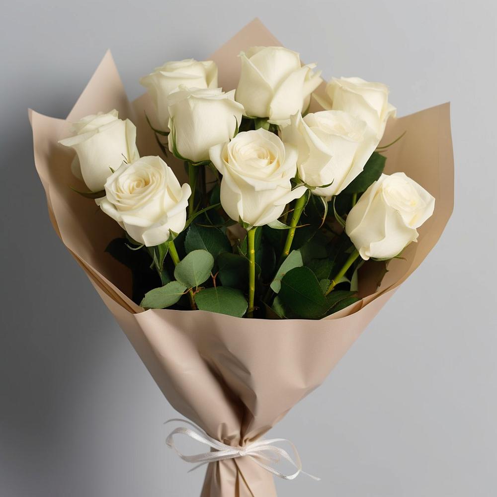 Букет 9 Белых роз Эдлесс Лав в Вохринке