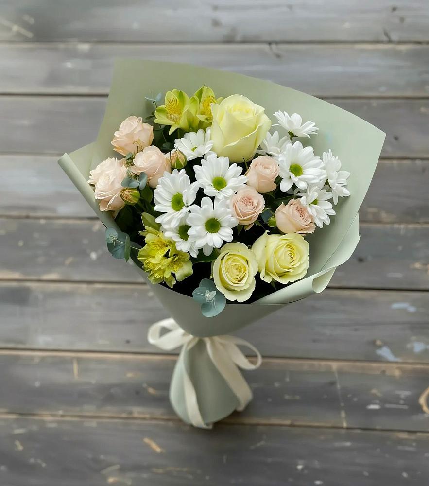 Букет цветов из: Альстромерии, Розы и Хризантемы в Вохринке