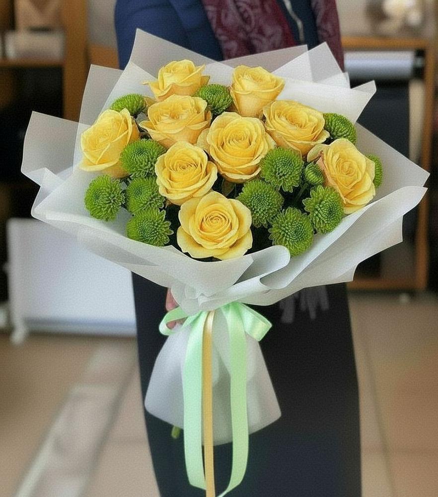 Букет цветов из: Хризантемы и Розы в Вохринке