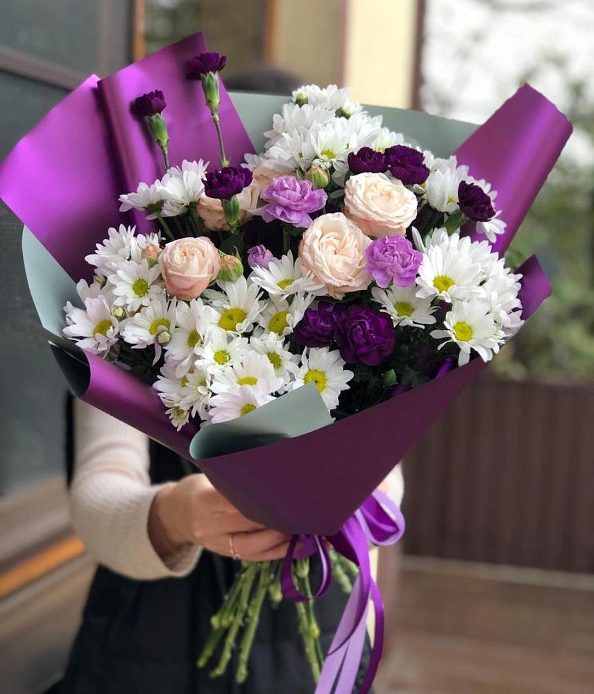 Букет цветов из: Хризантемы, Гвоздики и Розы в Вохринке