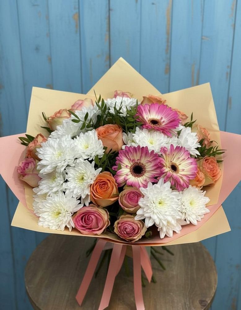 Букет цветов из: Розы, Герберы и Хризантемы в Вохринке