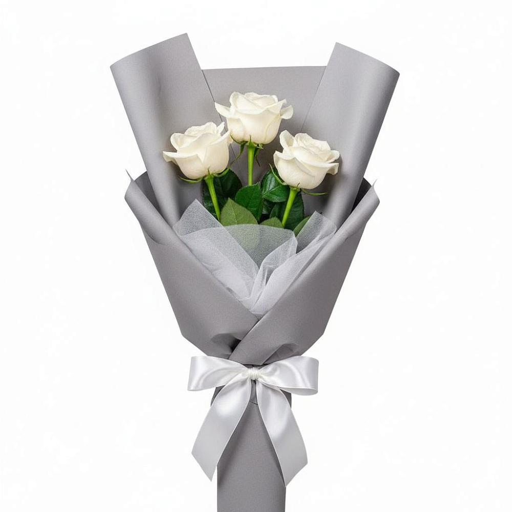 Букет 3 белые розы в Вохринке