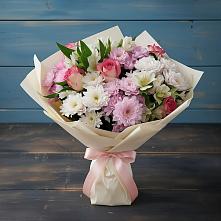 Букет цветов из:  Хризантемы, Альстромерии и Розы в Вохринке