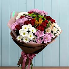Букет цветов из:  Розы, Хризантемы и Альстромерии в Вохринке