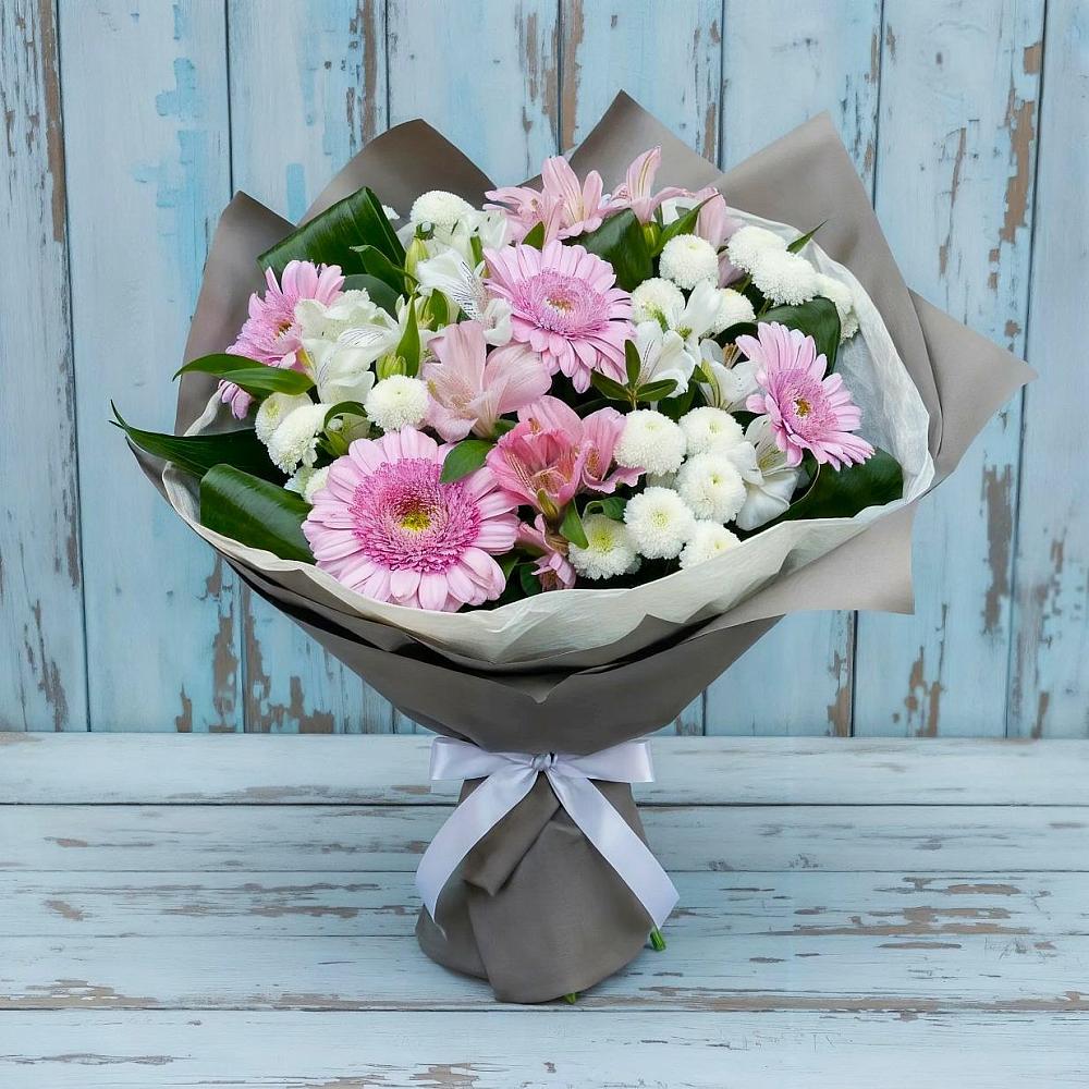 Букет цветов из: Герберы, Альстромерии и Хризантемы в Вохринке