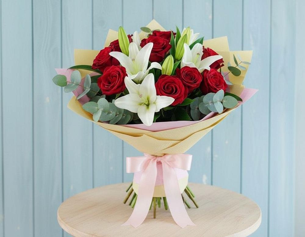Букет цветов из: Лилии и Розы в Вохринке